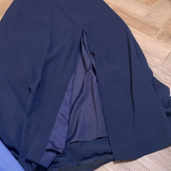 J Crew Drapey Spaghetti-strap Dress with Side-slit Navy - Picture 6 of 8